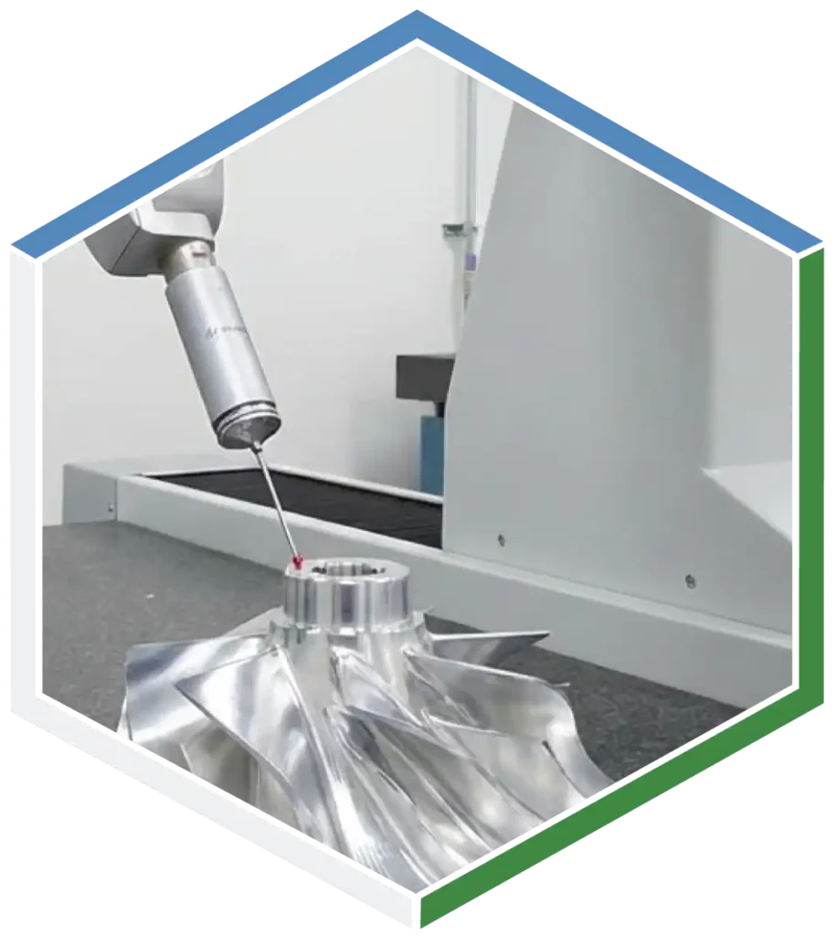 Brown & Sharpe Global Advantage 12.15.10 CMM inspecting CNC milled turbine part